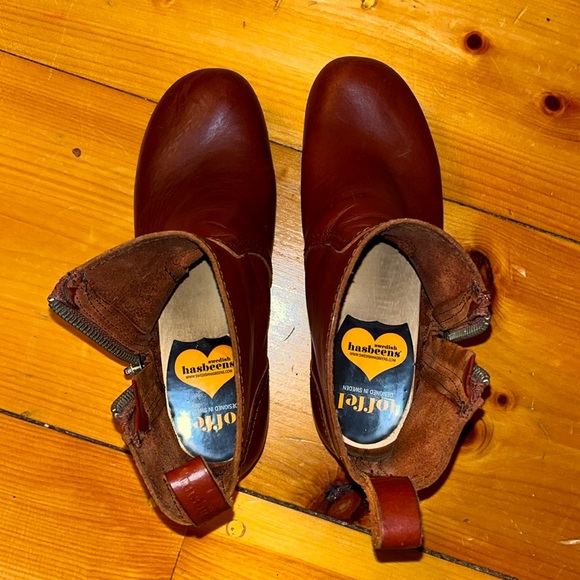 Swedish Hasbeens “Zip it Emy” Ankle Boot Clog in Cognac size 8 - Picture 9 of 9